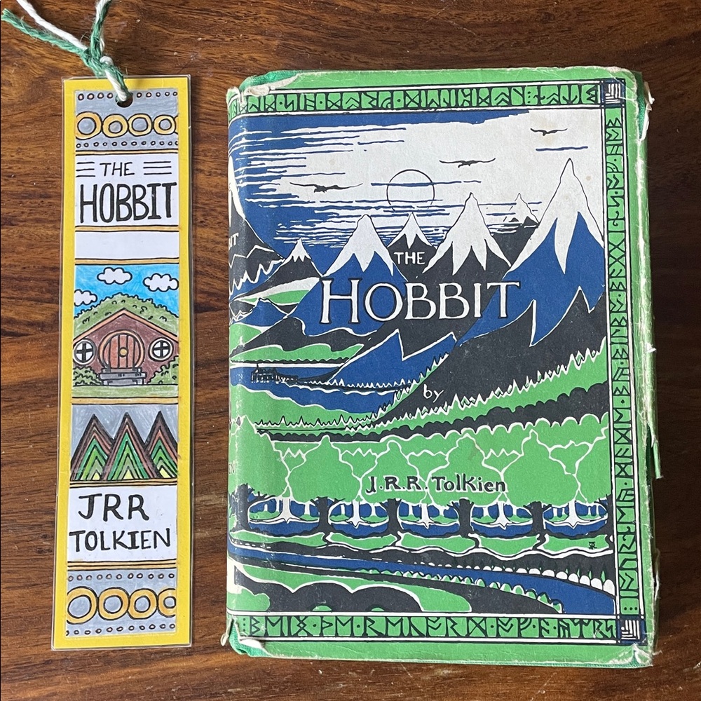 Vintage Tolkien THE HOBBIT Green Hardcover Book with Original Dust Jacket 80s - Picture 3 of 16
